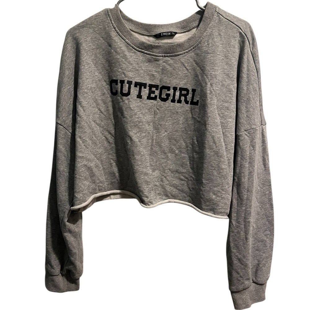 SHEIN Charcoal Cropped Sweatshirt